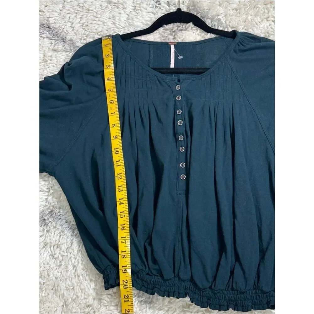 Free People Dream Lagoon Button-Front Blouse in Teal